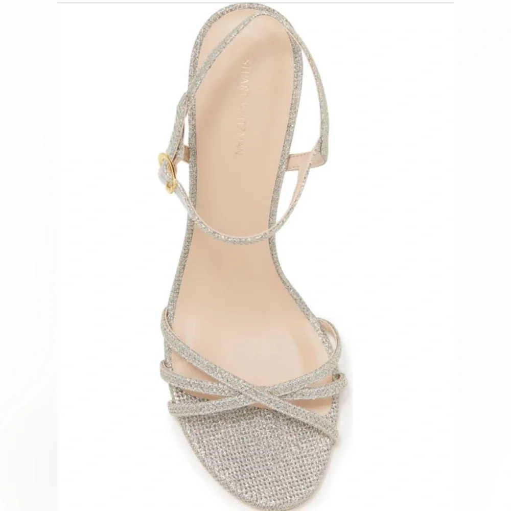 Stuart Weitzman, Starla 80 Heeled Sandal, Sparkle Noir, US 10